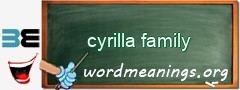 WordMeaning blackboard for cyrilla family